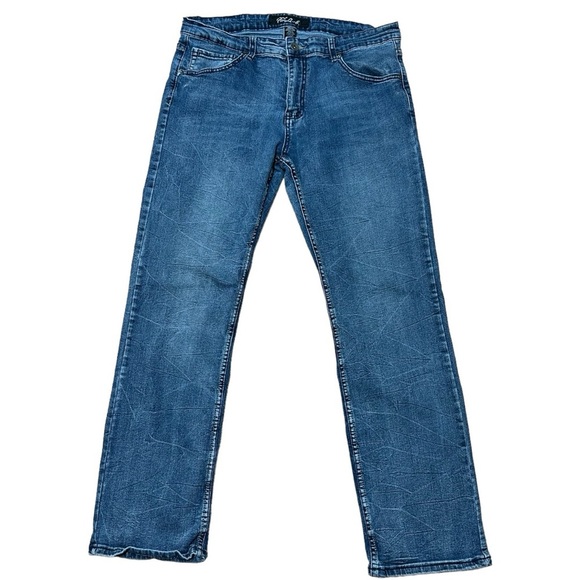 True Luck Jeans Men's 34" x 31.5" Cotton Blend Blue Denim Straight Leg Zipper - Picture 1 of 9